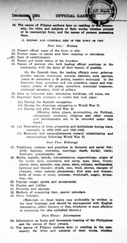 1953 History and Cultursl Life of Abra Project (4) Presidential Executive Order 486, December 1951 by President Elpidio Quirino